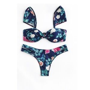 Bikini Floral Blue & Pink Print Size M NWT